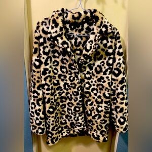 P.J. Salvage Leopard Print Cozy Cardigan Jacket Sz L
